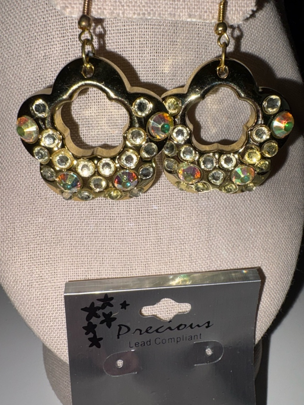 Gold-Tone Crystal Drop Earrings